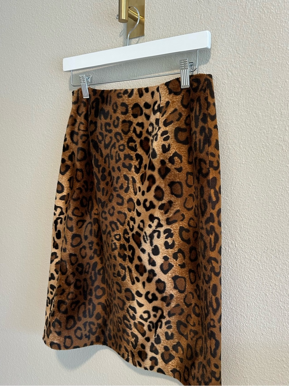☀️ M.D.L. New York Leopard Faux Fur A-Line Skirt